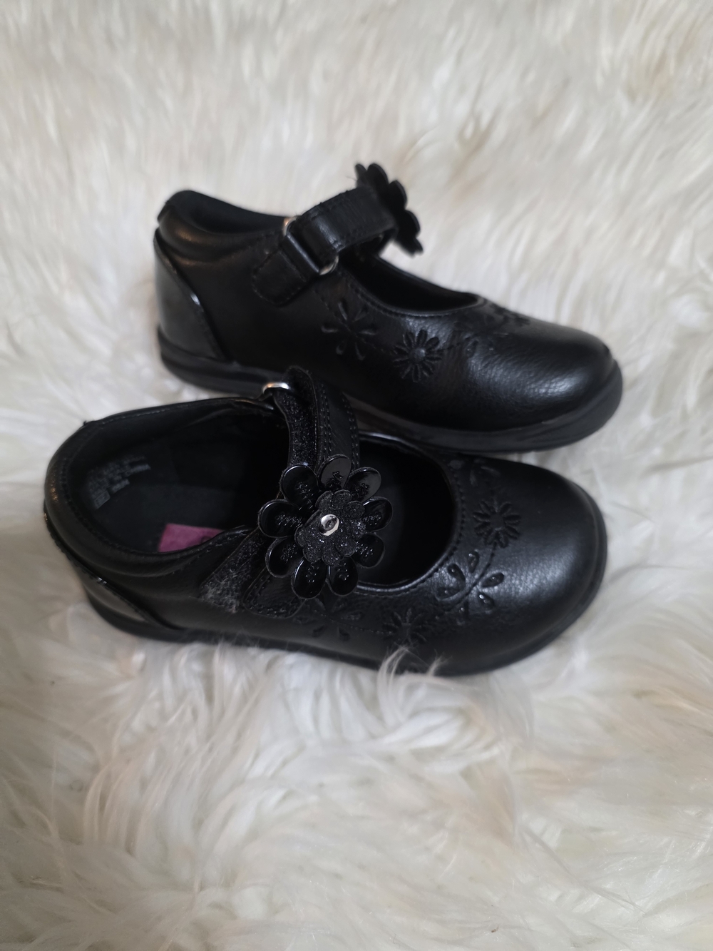 Rachel Shoes Black Lace-Up Women's Ankle Boots with Floral Accent